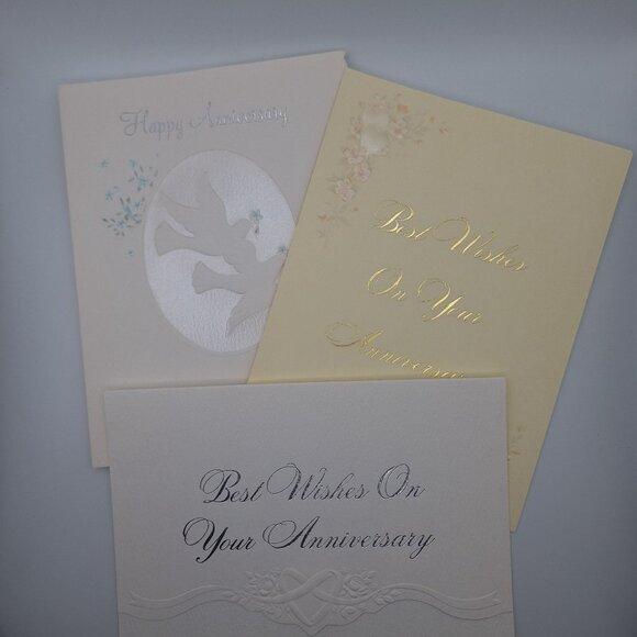 Vintage Anniversary Greeting Cards Elegant Embossed Designs Doves Best Wishes - Picture 2 of 12